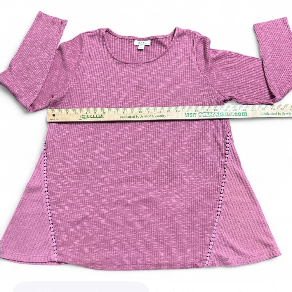 STYLE & CO Pink Textured Long Sleeve Tunic With Cut Out Detail L Exellent Cond - Picture 5 of 7